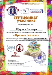 Сертификат участника конкурса Право в сказаках 2022 6